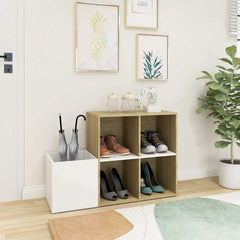 vidaXL Hall Shoe Cabinet | White and Sonoma Oak | Engineered wood | Medium 3