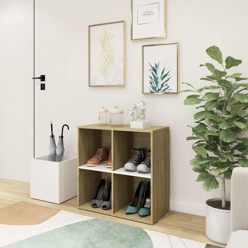 vidaXL Hall Shoe Cabinet | White and Sonoma Oak | Engineered wood | Medium 1
