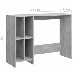 vidaXL Desk | Concrete grey | Engineered wood | Compact | Shelving | Desk 6