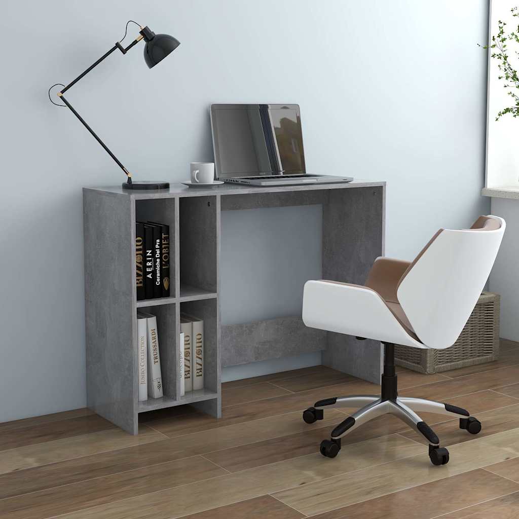 vidaXL Desk | Concrete grey | Engineered wood | Compact | Shelving | Desk 1