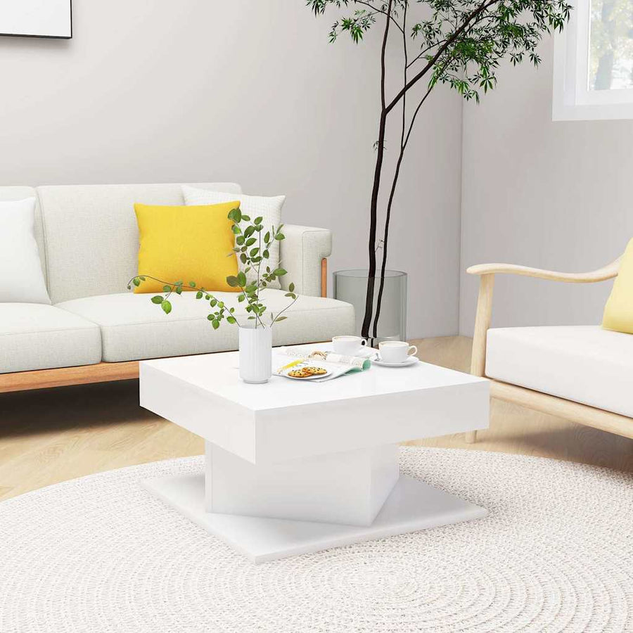 808368 vidaXL Coffee Table White 57x57x30 cm Engineered Wood 1