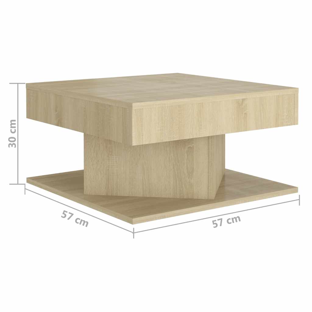 vidaXL Coffee Table Sonoma Oak 57x57x30 cm Engineered Wood 5