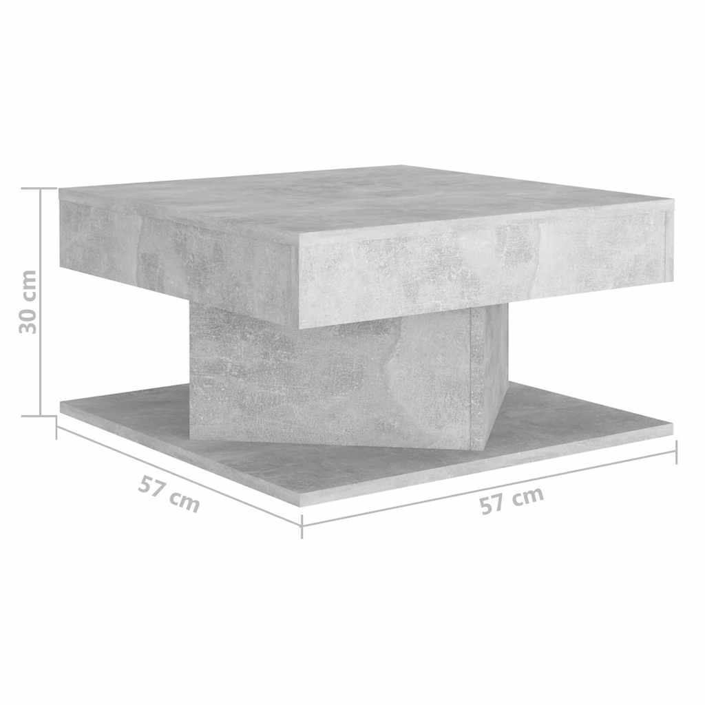 vidaXL Coffee Table Concrete Grey 57x57x30 cm Engineered Wood 5