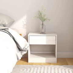 vidaXL Bedside Cabinet | White | Solid Pinewood | Compact | Bedside Cabinet 1