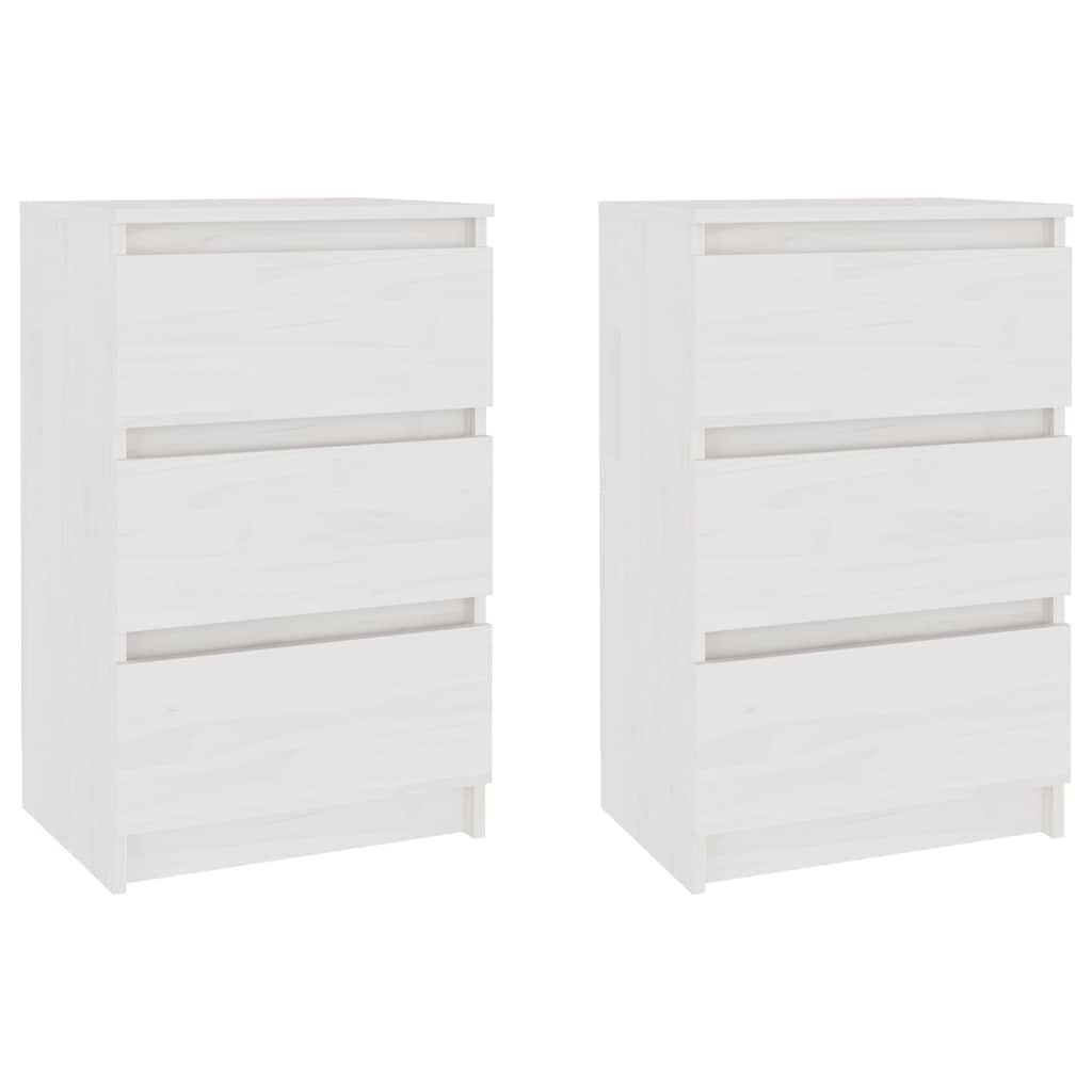 vidaXL Bedside Cabinets 2 pcs White 40x29.5x64 cm Solid Pine Wood 2