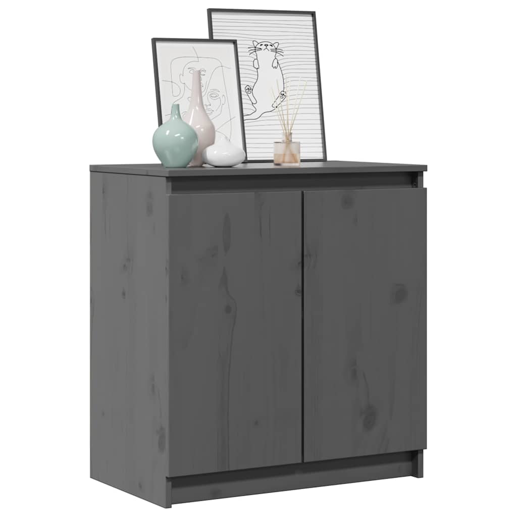 vidaXL Side Cabinet | Grey | Solid Pinewood | Compact | Side Cabinet 4