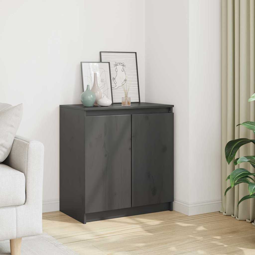 vidaXL Side Cabinet | Grey | Solid Pinewood | Compact | Side Cabinet 1
