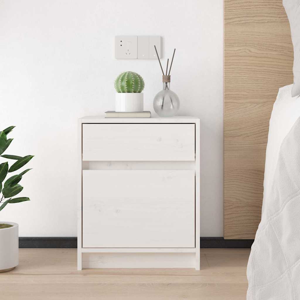 vidaXL Bedside Cabinet | White | Solid pinewood | Medium | Bedside Cabinet 3