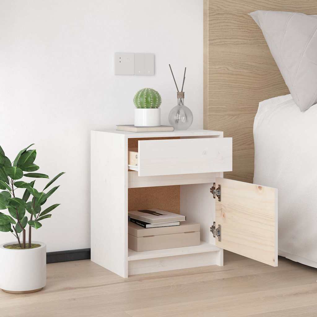vidaXL Bedside Cabinet | White | Solid pinewood | Medium | Bedside Cabinet 4