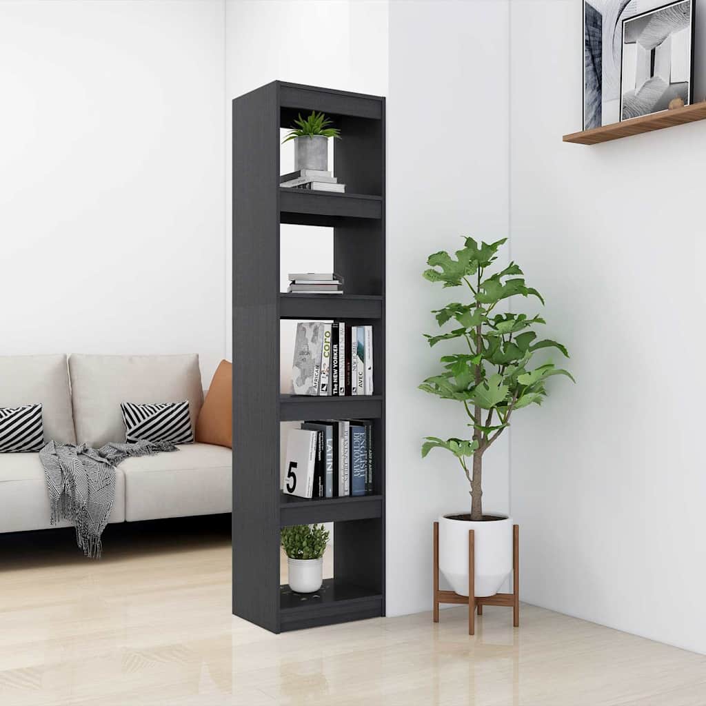 vidaXL Book Cabinet | Grey | Solid Pinewood | Tall and Narrow | Book Cabinet 3
