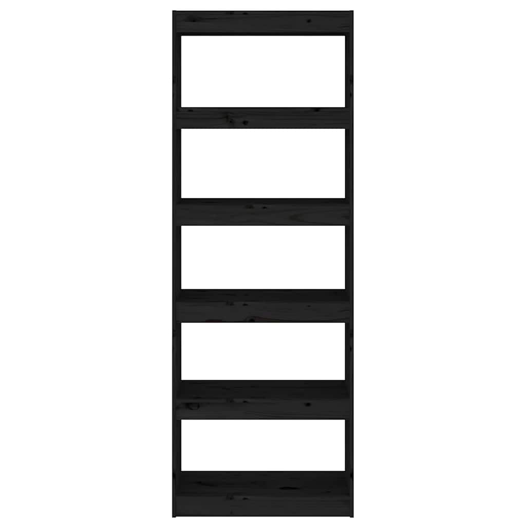 Book Cabinet/Room Divider 60x30x135.5 cm Solid Wood Pine Black 167.5 cm