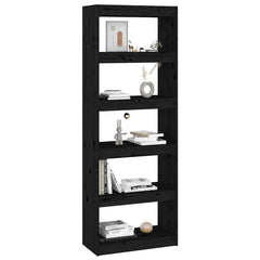 Book Cabinet/Room Divider 60x30x135.5 cm Solid Wood Pine Black 167.5 cm