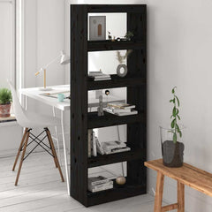 vidaXL Book Cabinet | Black | Solid pinewood | Tall | Modern | Bookshelves 1