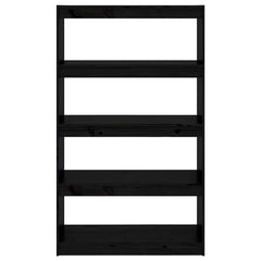 vidaXL Book Cabinet/Room Divider Black 80x30x135,5 cm Solid Wood Pine 4