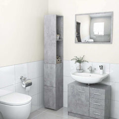 vidaXL Bathroom Cabinet | Concrete grey | Engineered wood | Tall and slim design 1