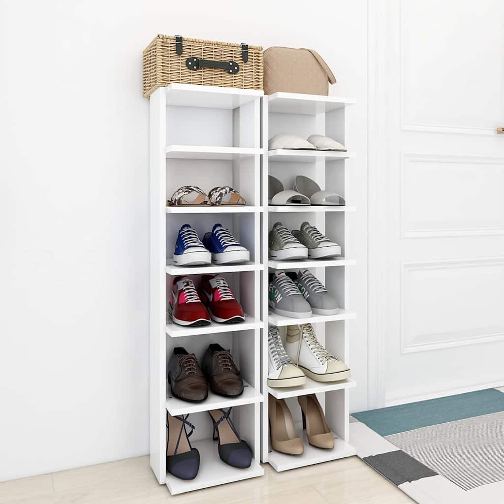 vidaXL Shoe Cabinet | Set of 2 | White | Engineered Wood | Compact 3