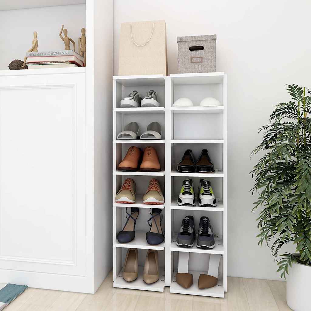 vidaXL Shoe Cabinet | Set of 2 | White | Engineered Wood | Compact 1