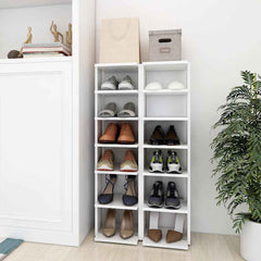 vidaXL Shoe Cabinet | Set of 2 | White | Engineered Wood | Compact 1