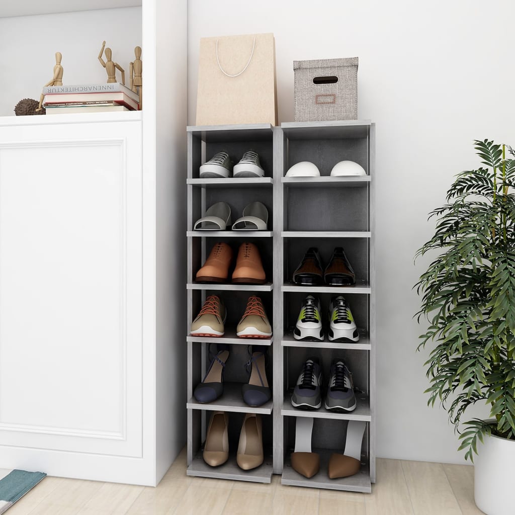 vidaXL Shoe Cabinet | Set of 2 | Concrete Grey | Engineered wood | Compact 1