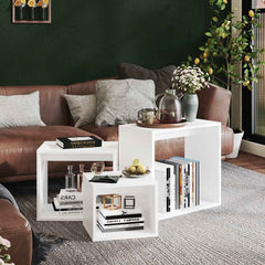 vidaXL Nesting Table | Set of 3 | White | Engineered wood | Small | Stackable 3