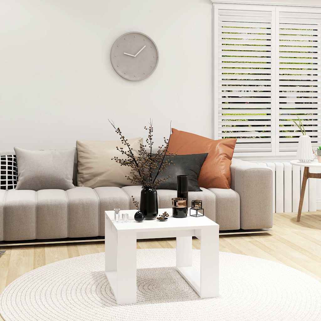 808621 vidaXL Side Table White 50x50x35 cm Engineered Wood 3