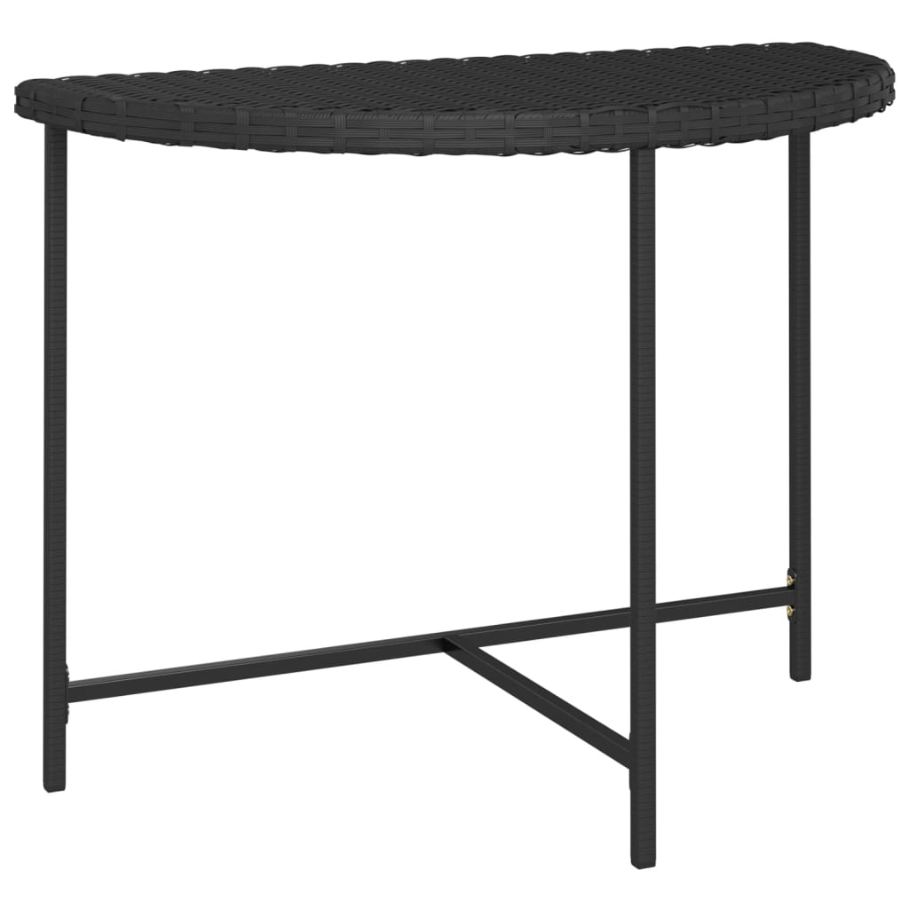 vidaXL Garden Table | Black | Poly rattan, Powder-coated steel | 100x50 cm 2