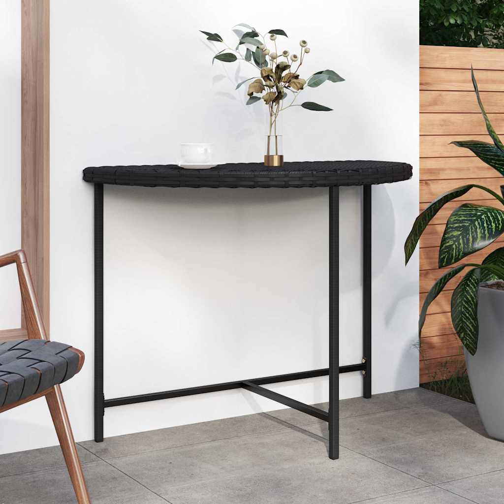 vidaXL Garden Table | Black | Poly rattan, Powder-coated steel | 100x50 cm 1