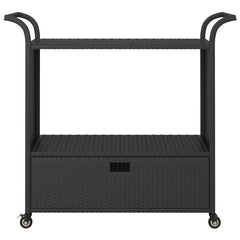 Bar Cart with Drawer 100x45x97 cm Poly Rattan Black