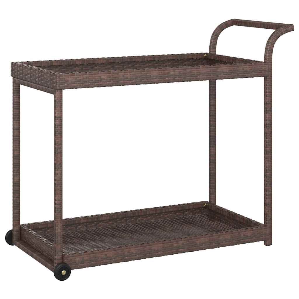 Bar Cart 100x45x83 cm Poly Rattan Brown