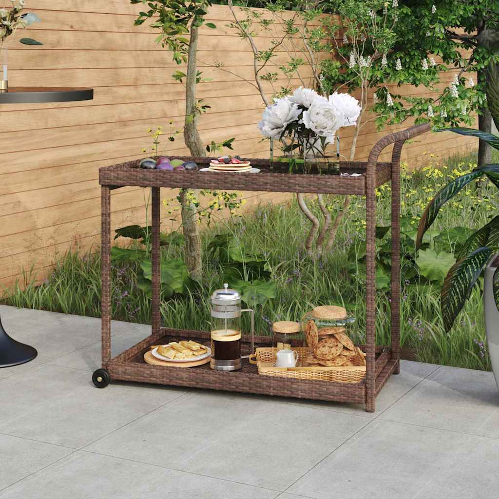 Bar Cart 100x45x83 cm Poly Rattan Brown