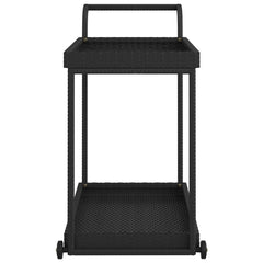 vidaXL Bar Cart Black 100x45x83 cm Poly Rattan 4