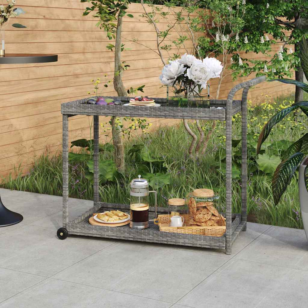 Bar Cart 100x45x83 cm Poly Rattan Grey