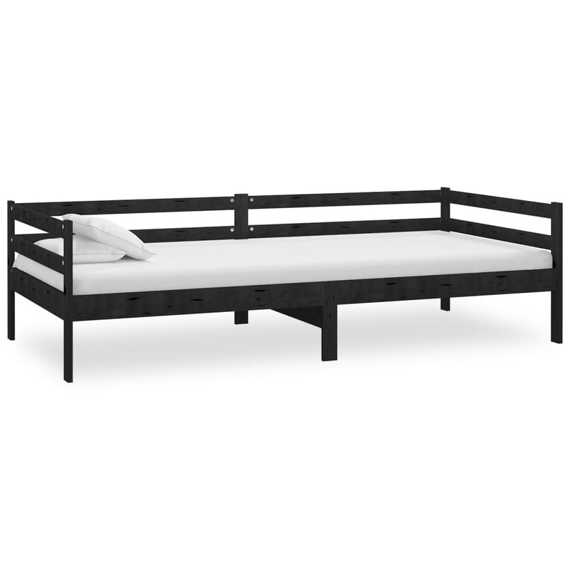 Day Bed Black Solid Pinewood 90x200 cm