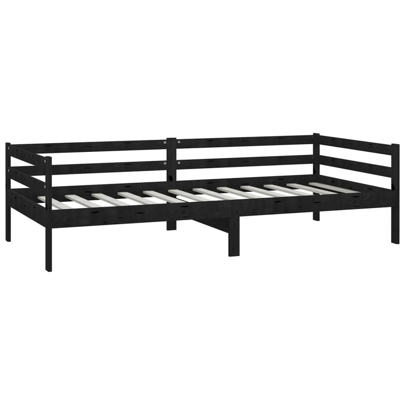 Day Bed Black Solid Pinewood 90x200 cm