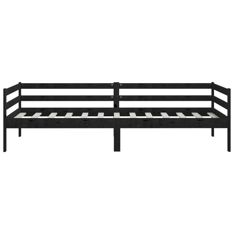 Day Bed Black Solid Pinewood 90x200 cm