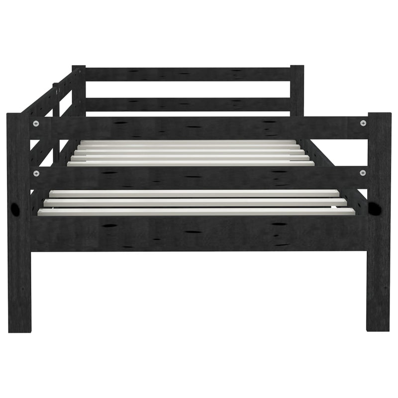 Day Bed Black Solid Pinewood 90x200 cm