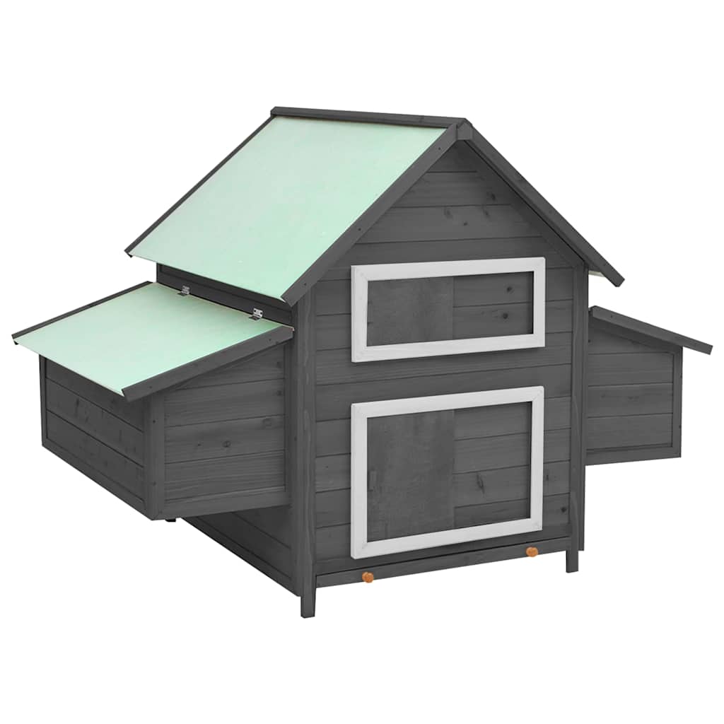 Chicken Coop 150x96x110 cm Solid Firwood Grey and white