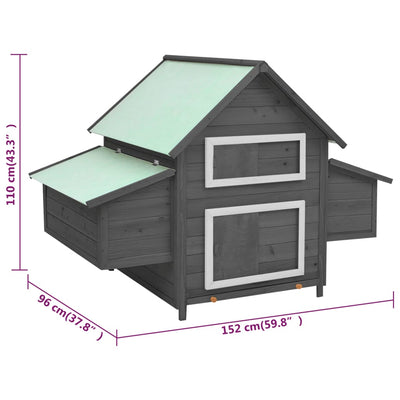 Chicken Coop Grey and White 152x96x110 cm Solid Firwood