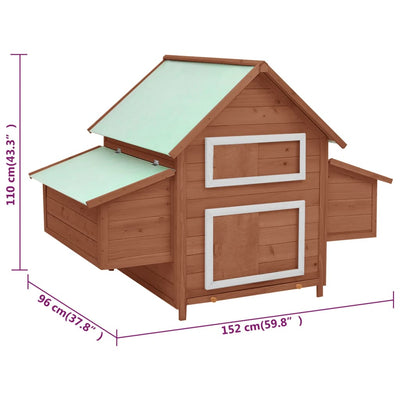 Chicken Coop Mocha and White 152x96x110 cm Solid Firwood