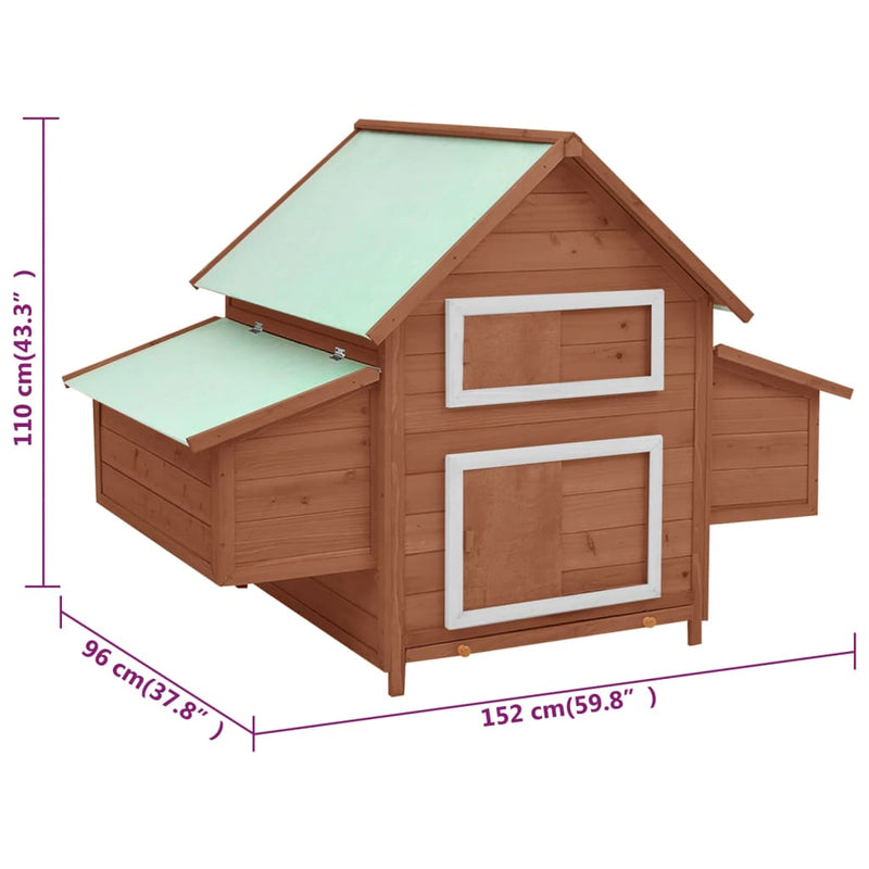 Chicken Coop Mocha and White 152x96x110 cm Solid Firwood