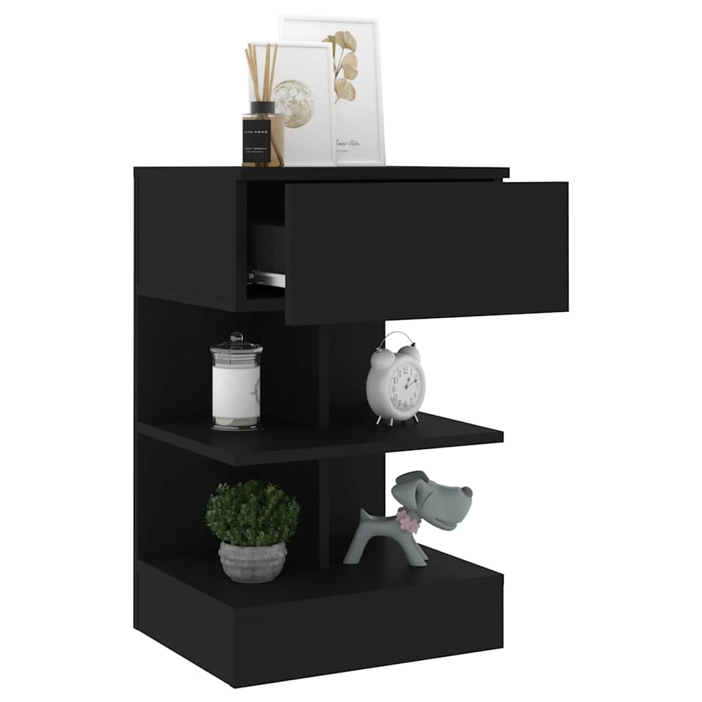 808650 vidaXL Bedside Cabinet Black 40x35x65 cm Engineered Wood 6