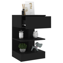 808650 vidaXL Bedside Cabinet Black 40x35x65 cm Engineered Wood 6