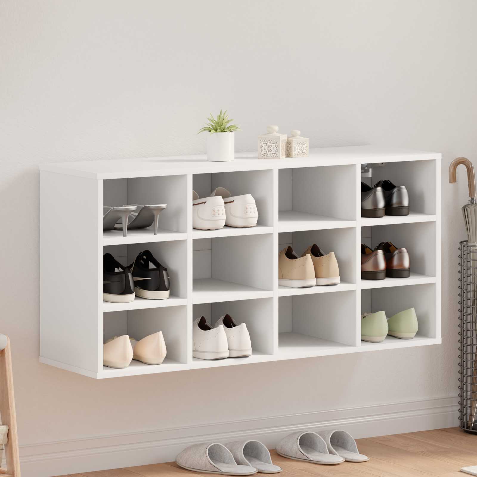 vidaXL Shoe Cabinet 103 x 30 x 51 cm Engineered Wood White 1