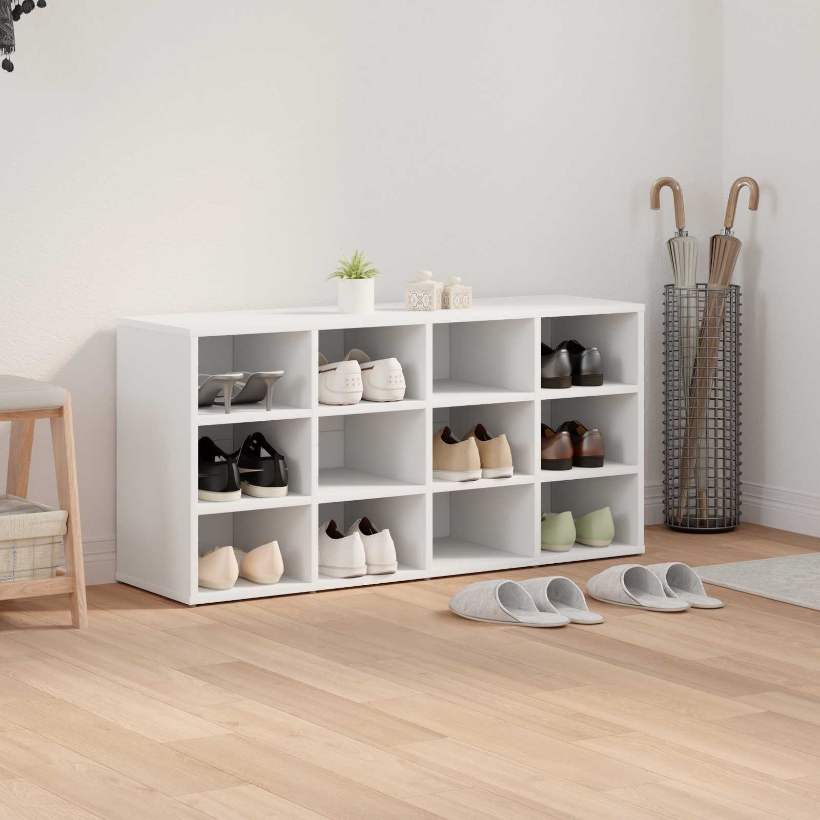 vidaXL Shoe Cabinet 103 x 30 x 51 cm Engineered Wood White 4
