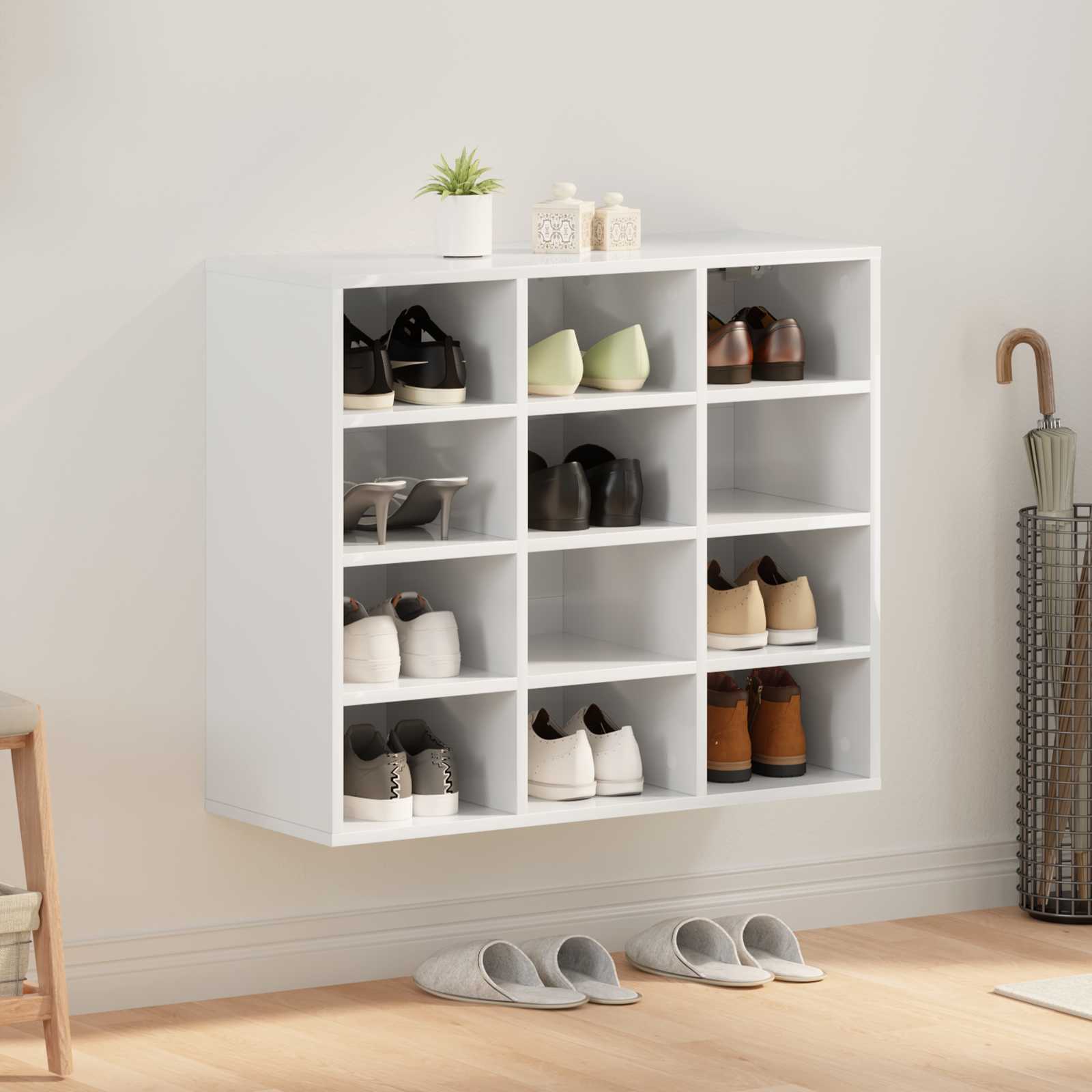 vidaXL Shoe Cabinet 77.5 x 30 x 67 cm Engineered Wood White 1
