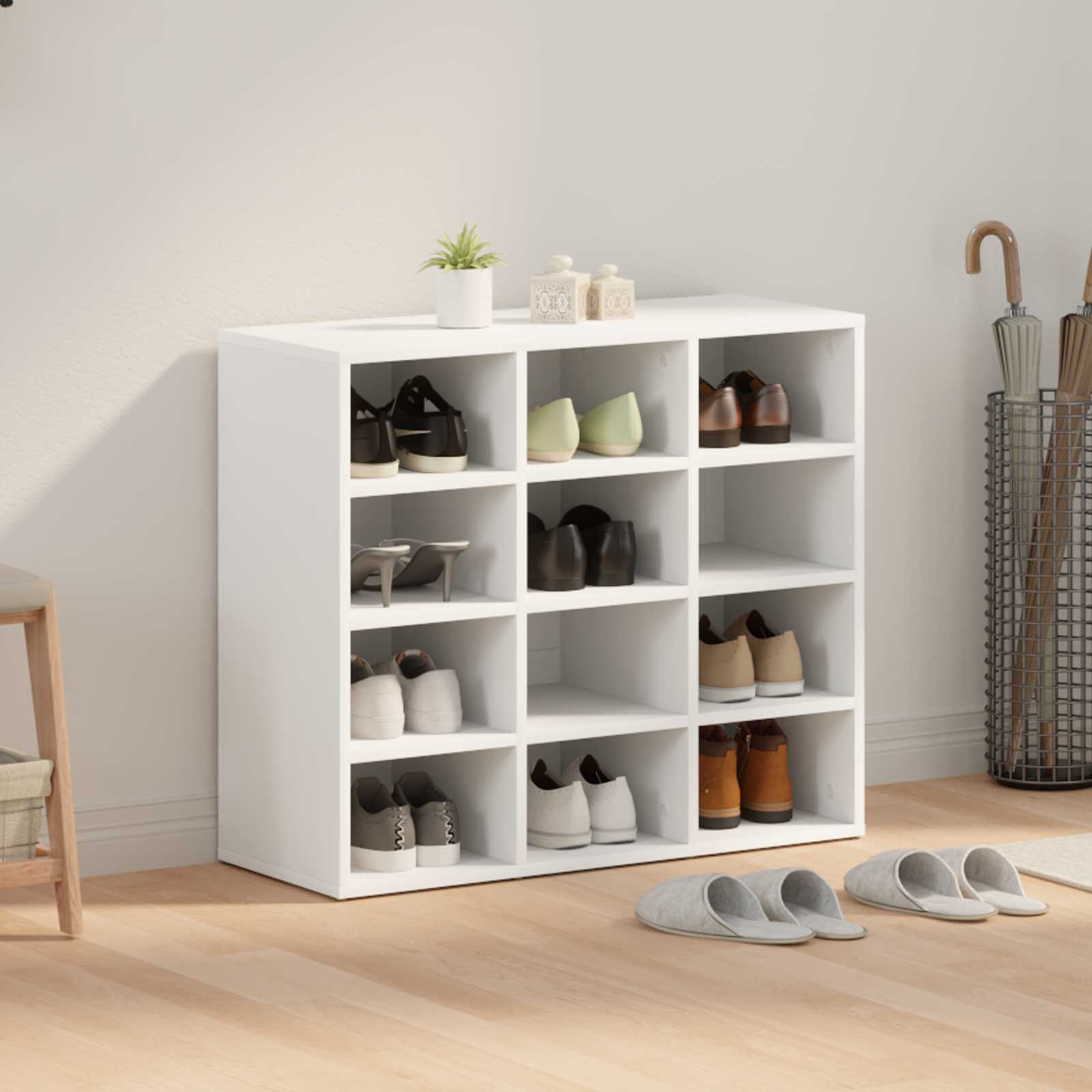 vidaXL Shoe Cabinet 77.5 x 30 x 67 cm Engineered Wood White 4