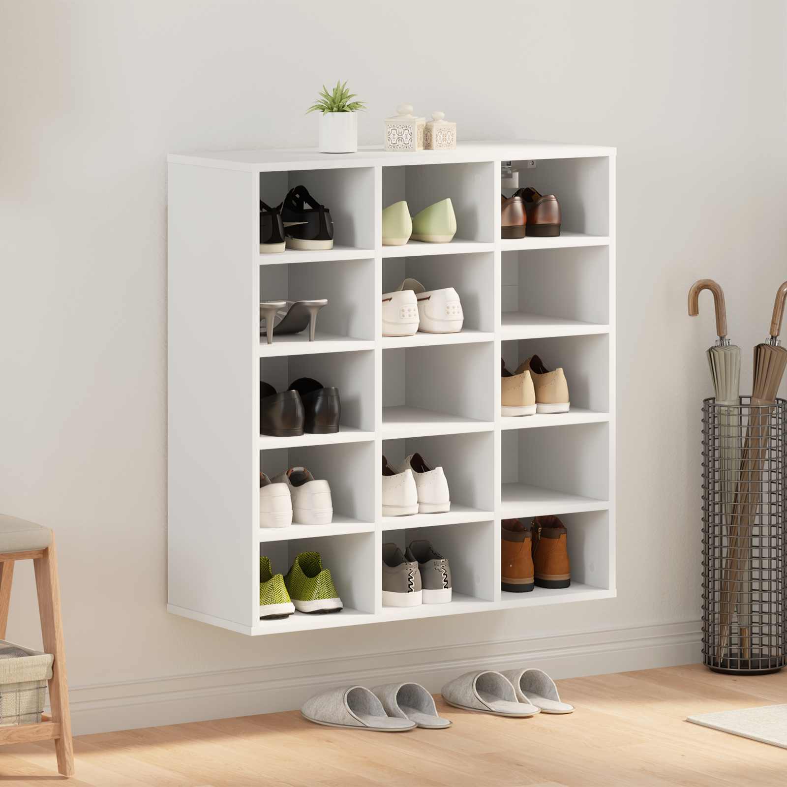 vidaXL Shoe Cabinet 77.5 x 30 x 83.5 cm Engineered Wood White 1