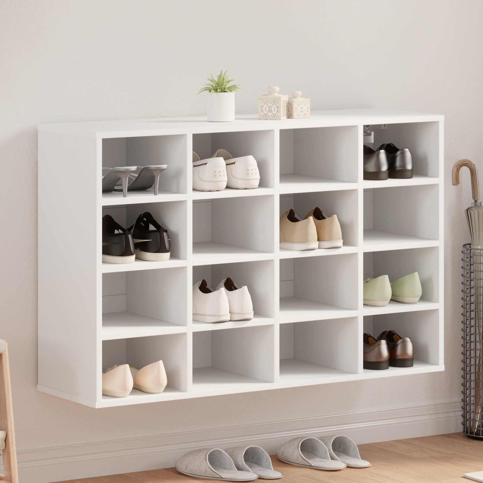 vidaXL Shoe Cabinet 103 x 30 x 67 cm Engineered Wood White 1