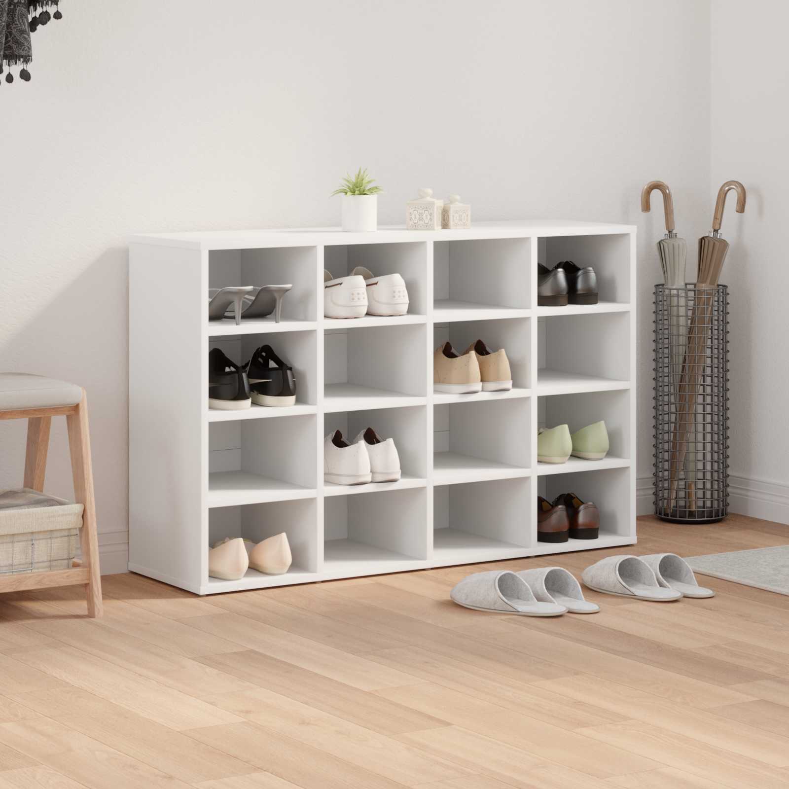 vidaXL Shoe Cabinet 103 x 30 x 67 cm Engineered Wood White 4