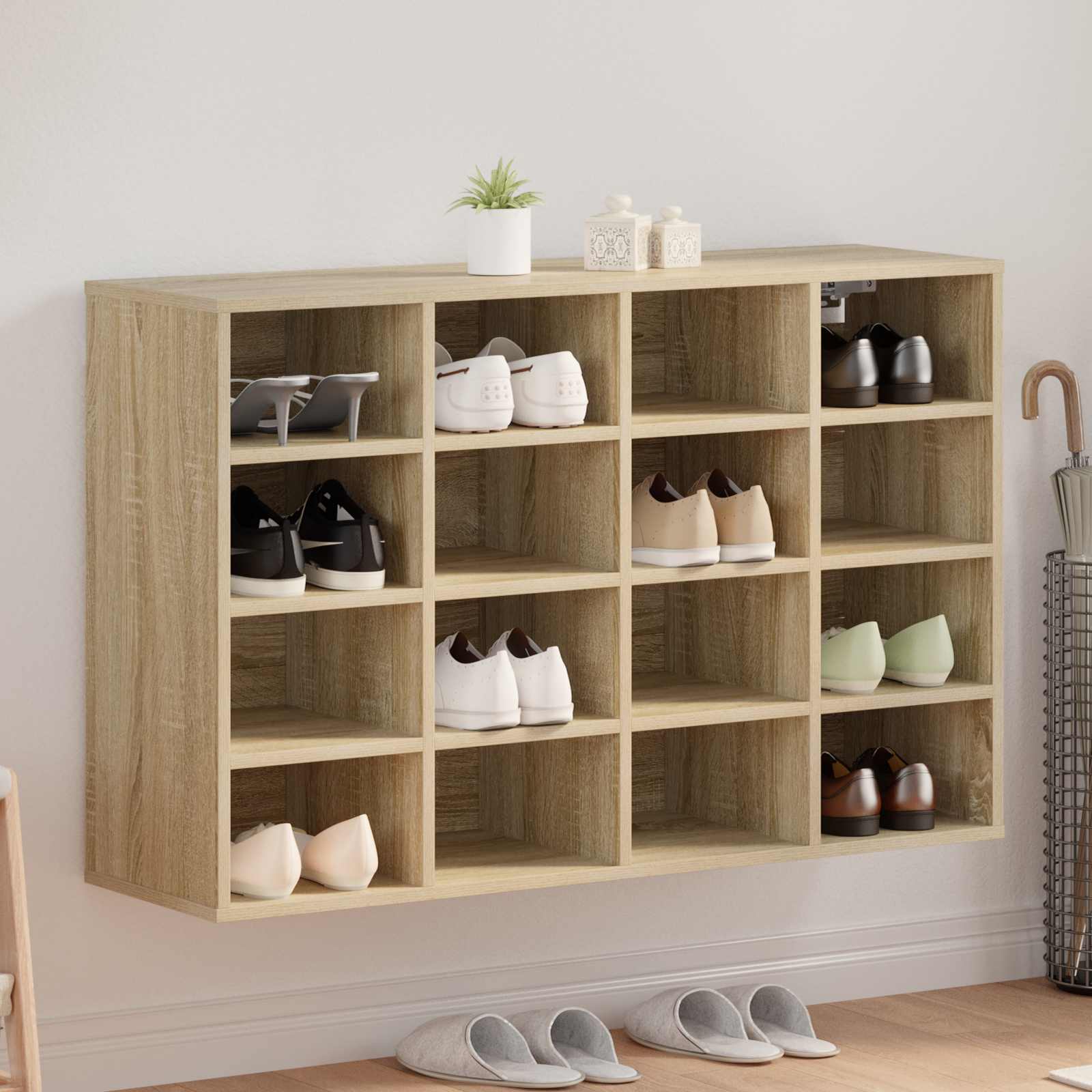 vidaXL Shoe Cabinet 103 x 30 x 67 cm Engineered Wood Sonoma Oak 1